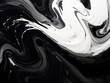 Fluid pouring technique creates captivating black and white textures.