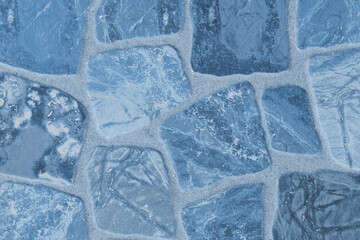 Wall Mural - Blue Color Stone Mosaic Abstract Pattern Solid Rough Texture Floor Background Wall Top View Structure