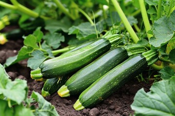 Growing zucchini in a home garden.