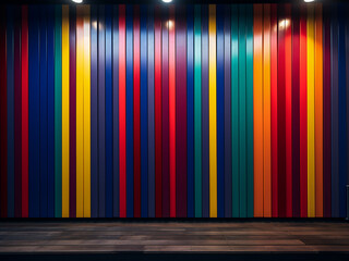 Poster - Metal wall adorned with a lively strip pattern.