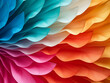 Detailed macro image showcases a colorful origami design with curved paper.