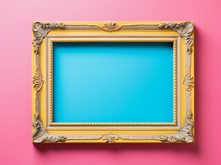 Canvas Print - Classic wooden frame contrasts against a backdrop of pink, yellow, and blue.