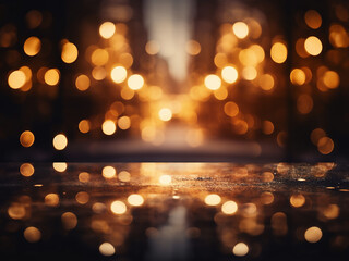 Wall Mural - City night lights create bokeh abstract with lens flare.