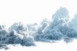 Fluffy white clouds isolated on clean white background, realistic 3D rendering