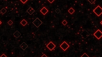 a striking black and red pattern of glowing diamond shapes. the vibrant red light emanating from the