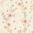 cute seamless design illustration, tiny classic rose flowers and leaves in soft colors, beautiful, cute and dreamy