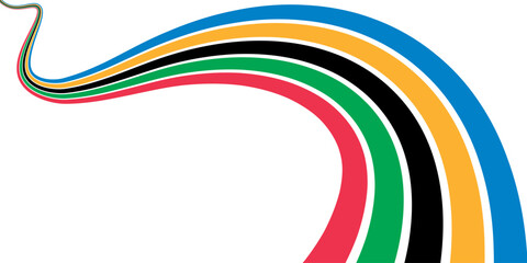 Colored winding stripes of the Olympic Games, isolated on a transparent background. Olympic games banner. Vector illustration