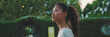 © Andrii Nekrasov - Beautiful happy brunette girl dressed in casual clothes walking around the city, Panorama