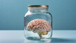 human brain in a glass jar