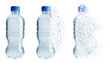 © New Africa - Bottle of water vanishing on white background, set. Plastic decomposition