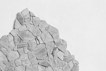 Wall Mural - Stone sample rough mountain solid object grey on white light wall pattern background, empty space blank abstract