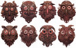 Set of steampunk mechanical owls