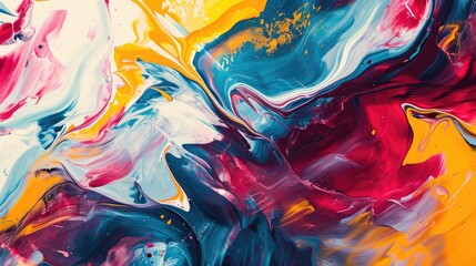 Leinwandbilder - An abstract artwork background with fluid shapes and bold color contrasts, Fluid shapes and bold color contrasts in abstract artwork background.