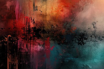Leinwandbilder - Abstract digital painting with a mix of colors and textures, Digital artwork featuring a blend of colors and textures in abstract painting style.