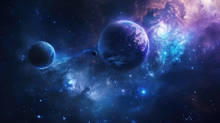Poster - Space cosmic background with planets and colorful cosmic elements, A cosmic-themed background featuring planets and vibrant cosmic elements.