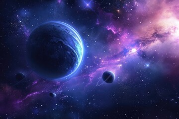 Aufkleber - Space cosmic background with planets and colorful cosmic elements, A cosmic-themed background featuring planets and vibrant cosmic elements.