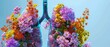A Conceptual artwork of human lungs with blooming flowers
