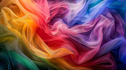 Wall Mural - An abstract, colorful wave wallpaper, in a style that is multilayered compositions.