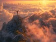Here's the image capturing a breathtaking scene where the sun graces the mountains with its presence both at sunset and sunrise, offering a stunning display of nature's grandeur This panorama marries 