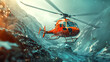 Landing rescue helicopter, Rescue, Emergency concept