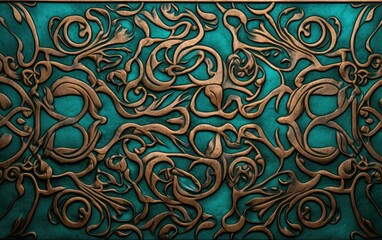 Poster - A decorative metal panel with intricate designs on it. Generative AI.