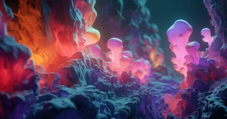 Wall Mural - A colorful, abstract image of some type of liquid. Generative AI.