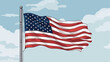 United states of america flag with pole silhouette