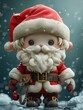 A charming lifelike Santa Claus drawn in the popular Chibi style seen in a full body D shot, Generated by AI