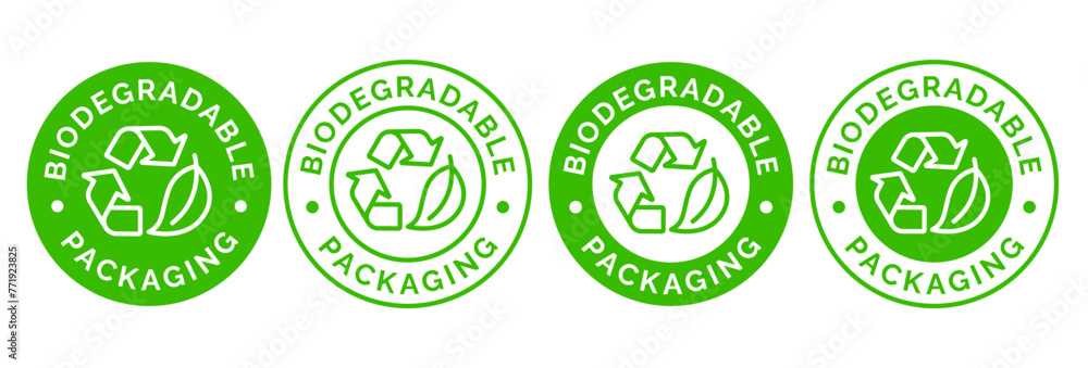 Biodegradable packaging icon. Biodegradable logo. Vector Illustration ...