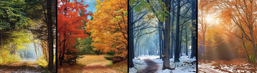 Wall Mural - Four different seasons are shown in a row