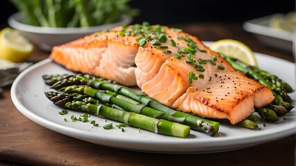 salmon with lemon and dill, salmon and asparagus