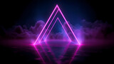Fototapeta Perspektywa 3d - Triangular 3d abstract background with ultraviolet neon lights