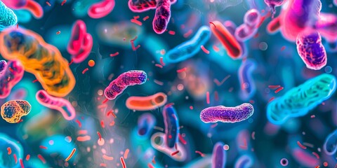 Wall Mural - microbiology is the branch of science that deals with the study of microorganisms, including bacteri