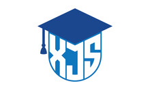 XJS Initial Letter Academic Logo Design Vector Template. School College Logo, University Logo, Graduation Cap Logo, Institute Logo, Educational Logo, Library Logo, Teaching Logo, Book Shop, Varsity