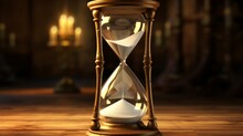 Antique Hourglass With Dramatic Lighting - An Antique Hourglass Under Dramatic Lighting Evokes Contemplation On The Inexorable Passage Of Time