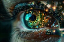 A Human Eye With A Circuit Board Inside It