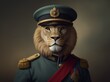 Funny anthropomorphic lion army officer meme