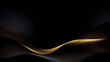 Abstract black luxury background with gold lines curved wavy sparkle
