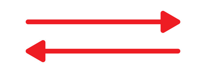 Sticker - Red Long horizontal arrow. Black straight arrow to the right. Vector icon. eps10