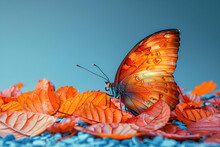 Illuminated Autumn Butterfly - Enchanting Fall Colors In Bokeh Style; Nature's Glow Concept; Ideal For Seasonal Decor, Inspirational Blog Headers, And Educational Materials On Wildlife