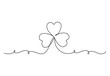 Three-leaf clover continuous one line drawing vector illustration.