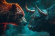 red bear wrestling a green bull, Bull market and bear market, Generative AI