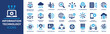 Information Technology icon set. Containing cloud computing, IT manager, big data, data analytics, internet, network security and more. Solid vector icons collection.