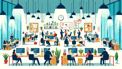 Wall Mural - Image concept of an innovative workspace for creative professionals. Vector illustration.