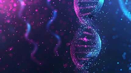 Wall Mural - futuristic dna helix in a sparkling abstract environment. digital art illustration with a bio-tech t