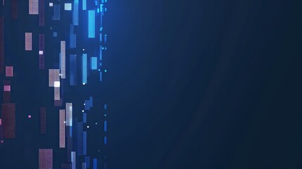 Wall Mural - abstract digital artwork with glowing cubes and deep blue hues, ideal for modern backgrounds and tec