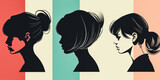 Fototapeta  - Diverse women profiles in a stylized illustration with vibrant colors