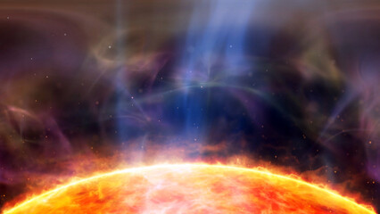Wall Mural - artistic sun with plasma rays illustration background.