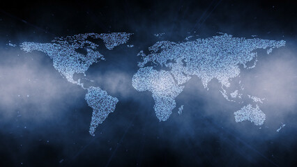 Wall Mural - artistic 2d world map in the space illustration background.