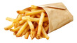 French fries in a bag, isolated on a transparent background
